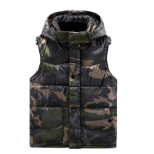 Colete masculino de inverno com capuz e estampa camuflada - Enchimento de algodão e plumas, modelagem ampla e grossa, vários bolsos, estilo casual,
