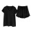 Women's Solid Lounge Set Black XL Short Sleeve Top and 2