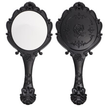 Miroir de poche rétro HOMEMAXS en verre avec poignée noire pour la maison (lot de 2), format compact et élégant.