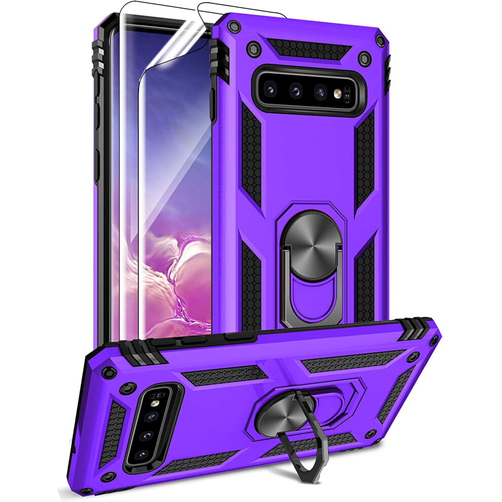 Samsung Galaxy S10+ Case With Hd Screen Protector, Military-Grade Metal Ring Holder & Kickstand, 15Ft Drop Tested – Compatible With Samsung Galaxy 9028731236964