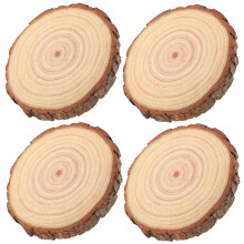 Træskiver, skiver til dekoration, beige farve, robuste og holdbare træhåndværksartikler, cirkulære formet, 4 stk.