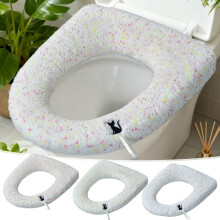 Coussin de siège de toilette épais à motif floral | Fausse fourrure douce en velours nuage | Lavable, fixation par poignée, taille standard |