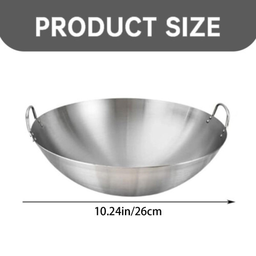 Stainless Steel Round Bottom Wok with Two Loop Handles 2