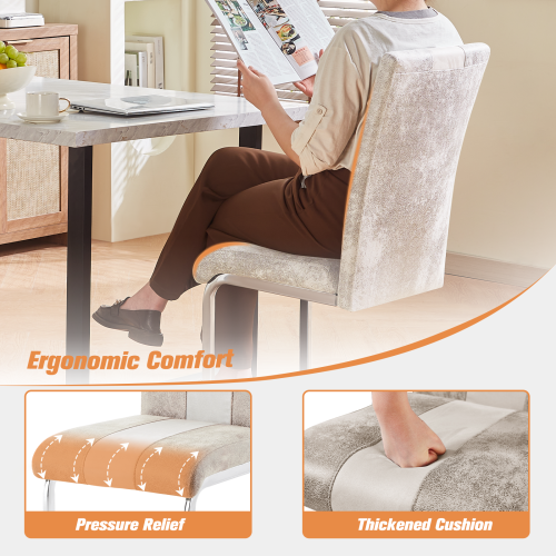 AINPECCA (2PCS Beige) Dining Chairs Faux Suede High Back 1