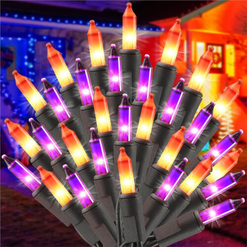 HalloweenDecorations ,Orange String Lights Plug In,Outdoor ,Orange Tree Lights for Fireplace MantleDecor(US) 2
