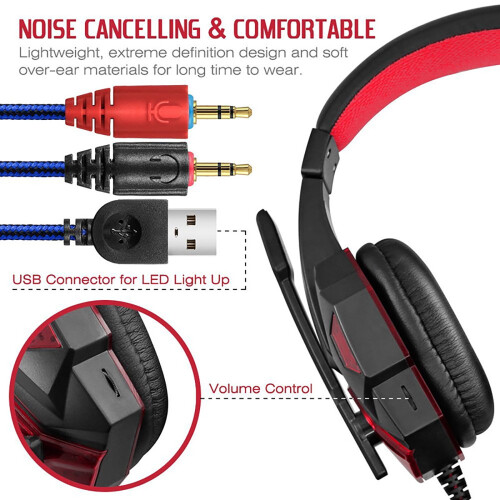 Wired Gaming Headset with Microphone and LED Lighting 2