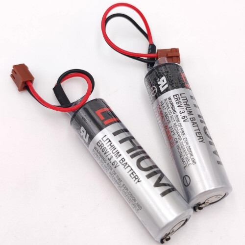 (2Pack) ER6V Lithium Battery 3.6V 2000mAh PLC Backup Battery with Brown Plug for Robot Controller 2