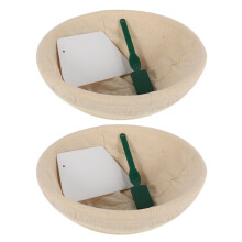 2X 10 Inch Bread Proofing Basket - Banneton Basket + Cloth Liner + Dough Scraper + Bread Lame - Sourdough Basket Set
