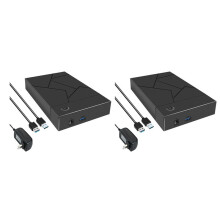 2X 3.5 Inch HDD Enclosure USB 3.0 to Hard Drive Case SSD Enclosure External Solid State Hard Drive Disk Box-US Plug