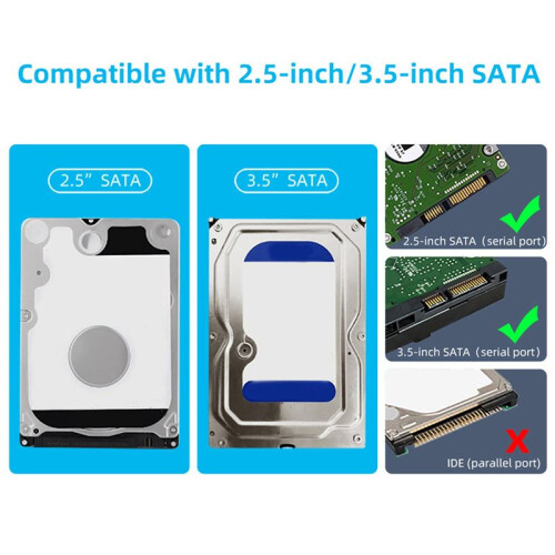 2X 3.5 Inch HDD Enclosure USB 3.0 to  Hard Drive Case SSD Enclosure External Solid State Hard Drive Disk Box-US Plug 1