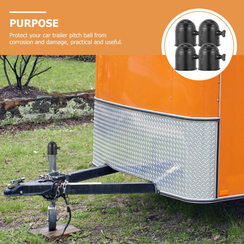 Trailer Hitch Ball Cover Set Black 4 Pcs 1