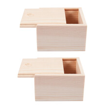 2X Small Scatola Portaoggetti In Legno Liscia Per Gioielli
