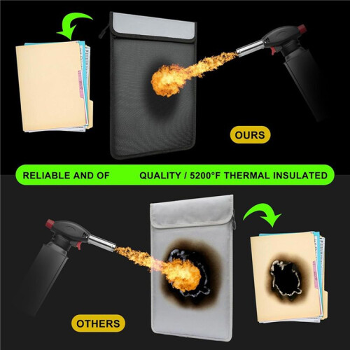 2X Fireproof Document Bag, Waterproof Document Storage Bag with 2 Pockets,Fireproof Money Bag for Cash 2