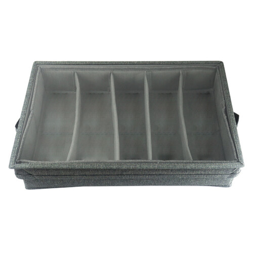 Oxfords Adjustable Compartments Gray Cutlery Storage Box With
