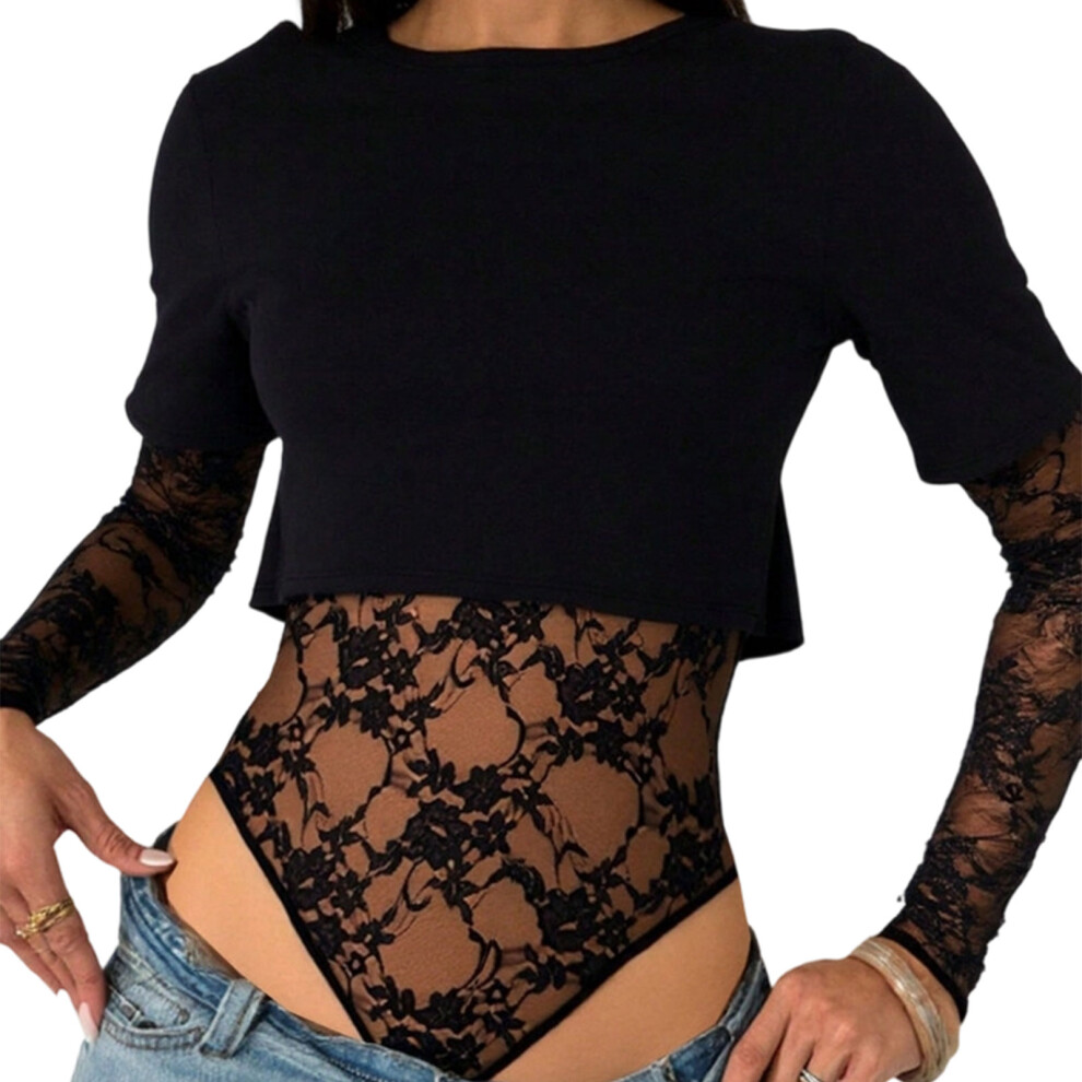 Black Elegant Solid Color Blouse Short Sleeve Flattering- Xxl