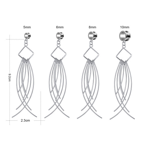 Ear Plug Tunnel Tassel Dangle Jewelry 2 Pcs 1
