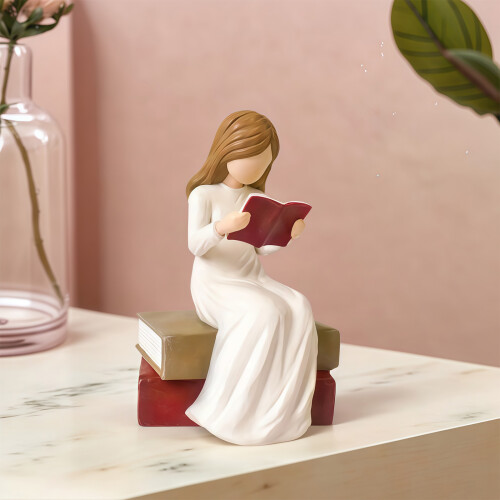 Reading Girl Figurines Reading Thinker Statues Table Ornament 1