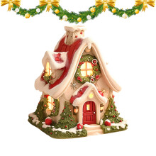 Wooden Huts Smoker Oven Christmas House Incense Holder Resin Ornaments Fireplace Decor Living Room Kitchen Decor