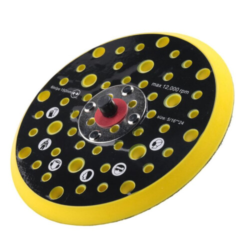 6 Pcs 150mm 5/16 Thread 52 Hole Medium Density Random Orbital Sander Hook & Loop Backing Pad for Mirka CEROS DEROS 2