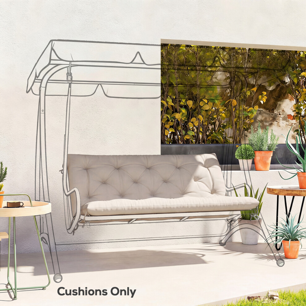Outsunny Garden Bench Cushion, Seat Pad With Ties, Khaki