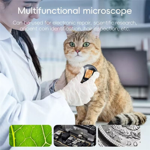 Microscópio Digital Portátil 500X com Tela IPS de 2 Polegadas, Lupa Dobrável com 8 Luzes LED para Conserto de Relógios, Moedas e Eletrônicos 2
