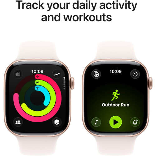 Apple Apple Watch Series 11 GPS 46mm Αλουμίνιο Ροζ Χρυσό MEV74 M/L Αθλητικό Λουράκι Ανοιχτό Ροζ 1