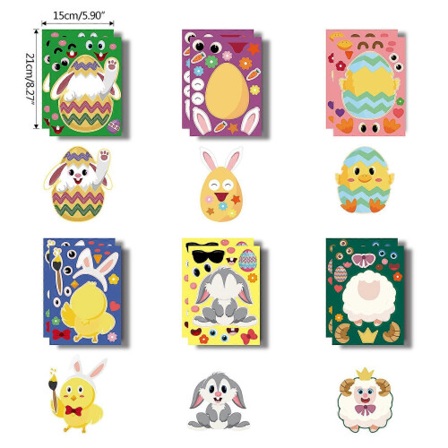 (2 sheets each) 1 Set Easter Graffiti Stickers Easter Egg Decals Decorative Stickers for Easter Gifts Fridge Window Photo Wall Envelopes 1