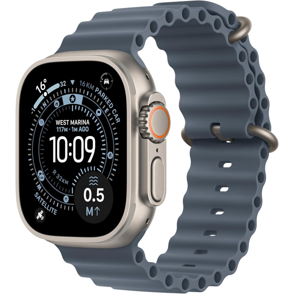Apple Watch Ultra 3 Gps+Cellular 49Mm Natural Titanium Case Mewh4 Anchor Blue Ocean Band