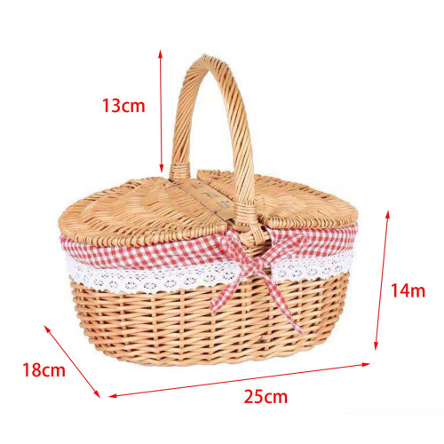 Handwoven Wicker Picnic Basket with Lid and Handle Wicker Storage Hamper for 1