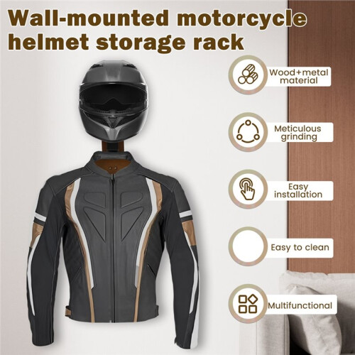 Cabide de Parede Versátil para Motocicleta em Madeira Maciça 2