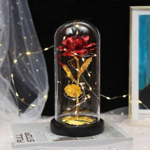 (Red) Timeless Beauty & Sentimental Gift: Eternal Rose with Animal Charm in a Sparkling Dome