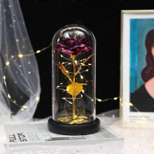 (Purple) Timeless Beauty & Sentimental Gift: Eternal Rose with Animal Charm in a Sparkling Dome