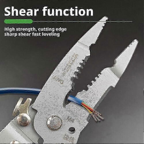 (Black) Multifunctional home wire stripper electrician pliers with voltage tester and 2