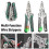 (Black) Multifunctional home wire stripper electrician pliers with voltage tester and 5