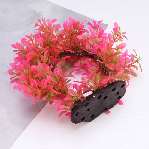 Pink Aquarium Decor Plastic Grass Safe for Fish with Weighted Base 1
