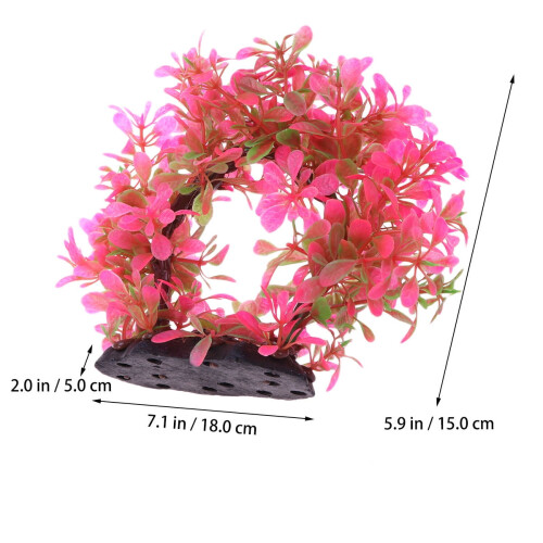 Pink Aquarium Decor Plastic Grass Safe for Fish with Weighted Base 2
