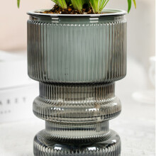 (Transparent Gray) Hydroponic Plastic Vase, Stylish Water-saving Planter
