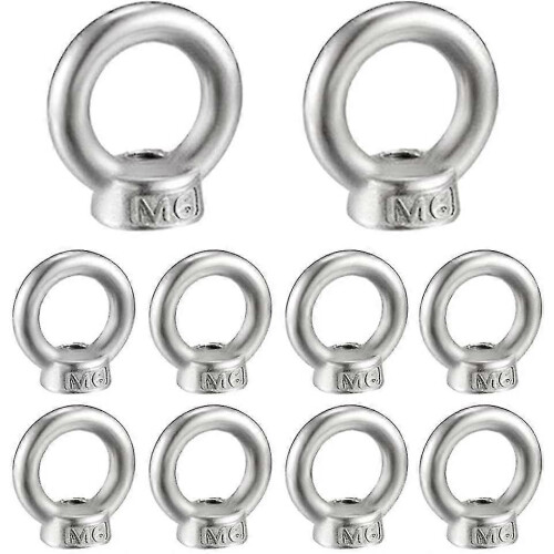 10 Pack M6 304 Stainless Steel Ring Eye Nuts - Lifting & Rigging Hardware 1