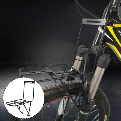 Conjunto de 1 suporte frontal retangular de aço preto para bicicleta estilo mountain bike, dimensões 12,9 x 7,9 x 5,1 polegadas. 2