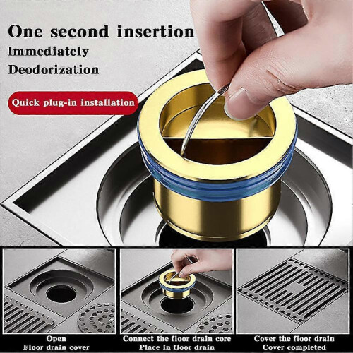 (Copper) Single Way Valves Floor Drain Deodorant Plug Quickly Draining Sewer Strainer Plug 1