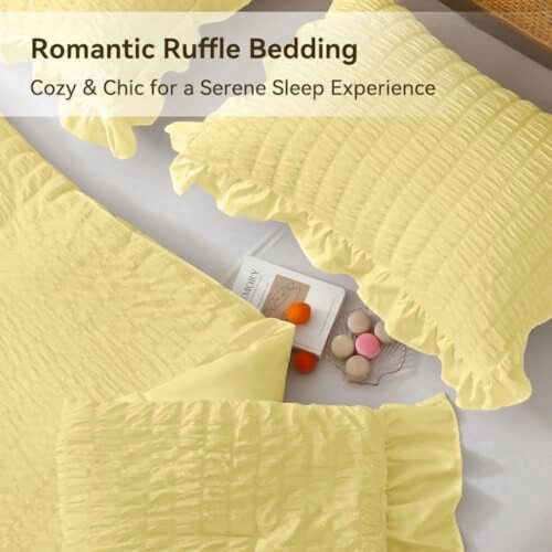 Twin Comforter Set Light Yellow Seersucker 2-Pc 2