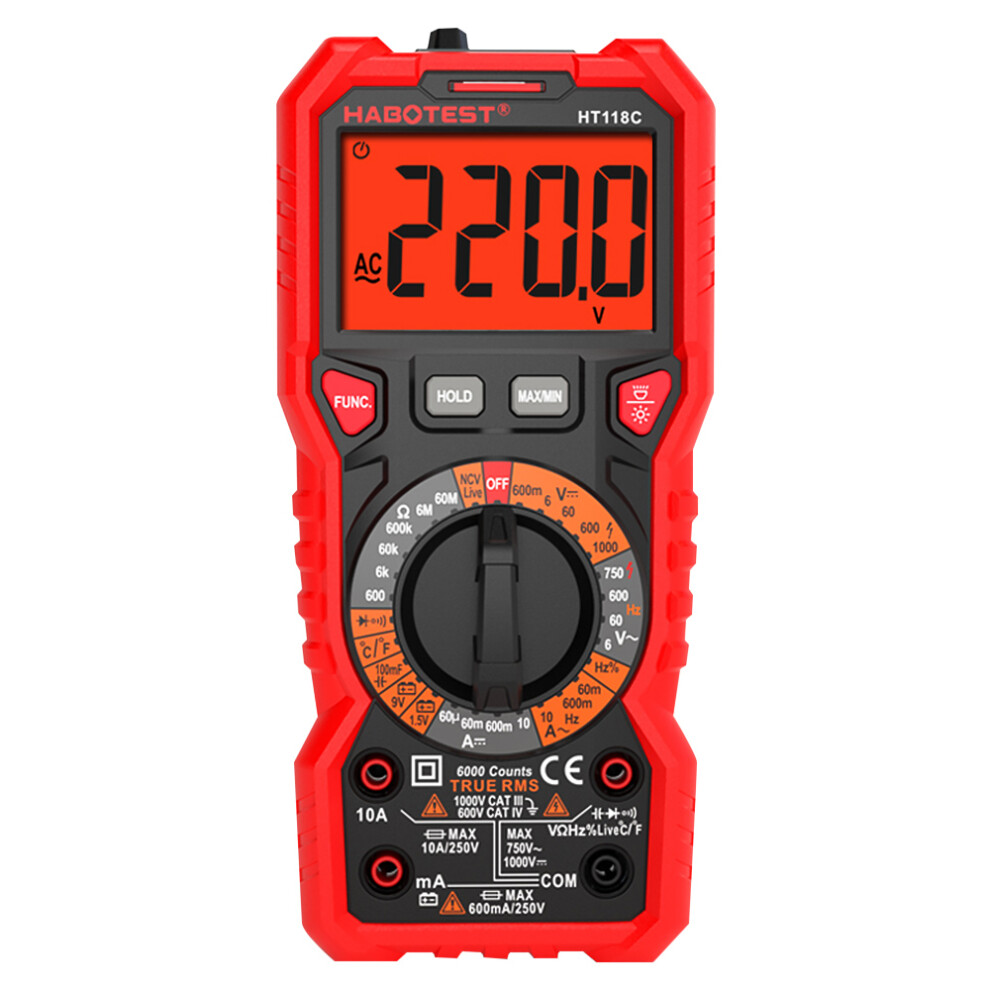 Habotest Ht118c Digital Multimeter 6000 Counts True Rms 7 Functions 8471390779012