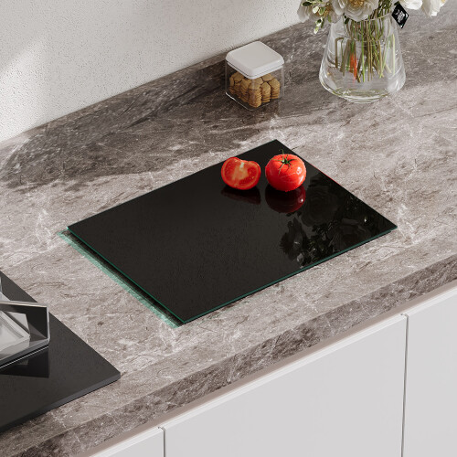 Non-Slip Tempered Glass Chopping Board - Black, 40x30cm