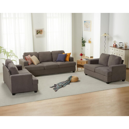 VANACC Modern Sofa Set Grey Bouclé 3-Piece 2