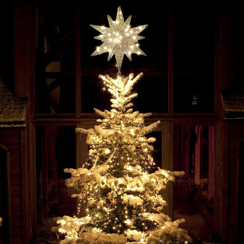 Christmas Star Tree Topper, Plug-in 3D LED Star, Gold 1