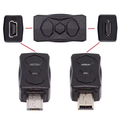 CY3 stk./parti Micro USB2.0 til Mini USB5Pin Han-til-Hun Forlænger Data Strømadapter