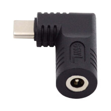 CY DC-stik 4,0 x 1,3 mm indgang til USB-C Type-C vinklet 90-graders strømstik opladningsadapter til bærbar telefon