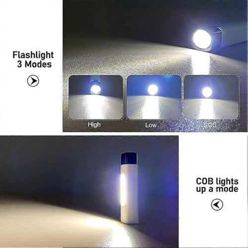 Mini Flashlight, Cob18650 Flashlight with Side Lights, Built-In Battery 1