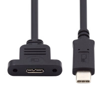 CY Type-C USB3.0 USB-C dugasz - Micro3.0 Type-B dugasz csavaros rögzítésű hosszabbító kábel, 5 Gbps