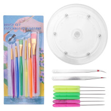 15 Peças de Suprimentos para Kit de Decoração de Biscoitos, Plataforma Giratória para Biscoitos, Escovas para Biscoitos, Agulhas de Escrita para
